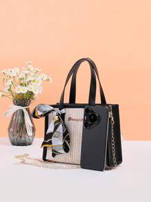 New Fashion Simple Shoulder Bag, Retro Straw Handbag, Unique Design Crossbody Bag, Tote Bag For Women, Casual Commute Messenger Bag - Multicolor - View 3