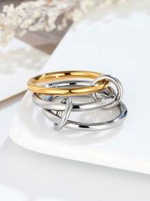 1 Stück 18K vergoldeter Edelstahl Multi-Layer Glücksring für Frauen