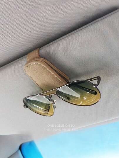 1个车载遮阳板眼镜收纳夹，磁性眼镜盒，多功能车载内饰眼镜架，方便快速取用眼镜，告别仪表台杂乱，耐用磁性夹，日常通勤和公路旅行必备，时尚实用的驾驶伴侣，确保眼镜安全稳固且触手可及，防滑设计，方便抓握。