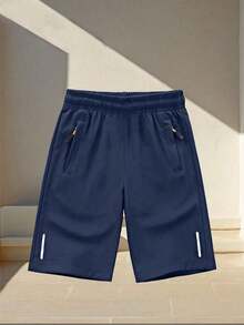 2 piezas Pantalones cortos de verano casuales y deportivos cómodos y versátiles para adolescentes/chicos adolescentes - Negro - Ver 3