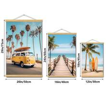 BAEMEFLE Juego de 3 impresiones de arte en lienzo con temática de viaje de verano y surf, perfectos para regalo en dormitorio, sala de estar o decoración de pasillo - sin marco, rectangulares, 3 piezas sin marco