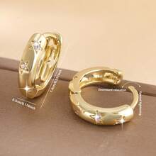 1 对欧美风格金环耳环，复古美学优雅耳钉，镂空设计，简约百搭金耳环，送给女朋友的礼物 - 金黃色 - 查看 4