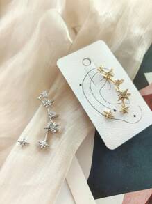 Brinco Ear Cuff Orelha Esquerda Cravejada Com Zircônia Com Brinco De Ponto