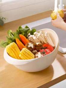 1 pieza Canasta multifuncional para el hogar para lavar arroz y escurrir vegetales, para almacenamiento de frutas y verduras, canasta escurridora multifuncional para viajes, canasta escurridora de cocina para viajes, canasta escurridora de lavandería para viajes, escurridora de arroz, canasta escurridora para restaurantes.