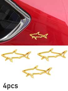 1pc Car Shape 3D Metal Sticker, Simple And Practical Multifunctional Shark Badge Sticker, Car/Motorcycle/Gas Cap Decoration Emblem, Suitable For All Vehicle Exterior