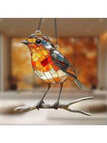 1pc Robin Suncatcher (8inX 8in), Acrylic Signage, Scene Decor, Wall Decor, Great For Kitchen, Farmhouse Decor, Garden, Country Home, Perfect Gift For Animal & Bird Lovers, Unique Gift/Garden/Garden Decor/Wedding/Holiday Essentials/Bedroom Decor/Home Decor