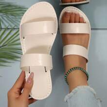 1 Pair Women's Double Strap Flat Sandals, Comfortable Casual Shoes Suitable For Summer Outdoor And Beach Travel, Bohemian Style