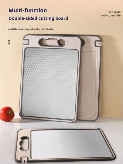 1pc Stainless Steel Defrosting Board, Diamond Grain Stainless Steel Defrosting Board, Double-Sided Cutting Board, Wrapped Edge Defrosting Board, Mildew Resistant TPR Material Household Cutting Board, Food Board Sharpener Cutting Board, Multi-Functional Stainless Steel Cutting Board Cuisine Maison Ustensiles De Cuisine