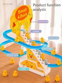 1 conjunto Brinquedo de Pista de Escada para Filhotes de Pato, Brinquedo de Escorregador com Patos Fofos, Brinquedo Elétrico de Educação Precoce e Inteligência, Presente de Férias - pato subindo escada - Visão 5