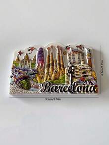 1 pieza Imán de nevera recuerdo 3D de Barcelona, España, regalo decorativo magnético