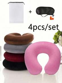 1pc Travel Pillow Neck Pillow Airplane Pillow Travel Car Home Office Travel Neck Flight Pillow Snap Button With Soft Cover, U Shaped Neck Pillow Portable Student Adult Pillow Pad, Supports Neck And Protects Cervical Vertebrae While Studying Or Riding In Car, Office Or Other Travel
