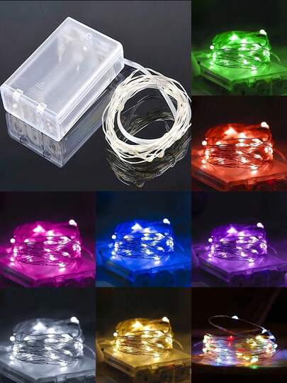 1 Rotolo da 10 metri di luci a filo di rame LED, disponibili nei colori bianco caldo/bianco/rosso/blu/verde/viola/rosa, luci decorative per uso polivalente in camera, soggiorno, Natale, Ognissanti, Ringraziamento, compleanni, matrimoni, cortile, giardino (batterie non incluse)