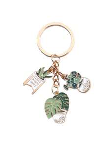 1pc Unisex Cute Graffiti Artwork Potted Plant Pendant Key Chain Versatile Bag Charm Y2K - Multicolor - View 3