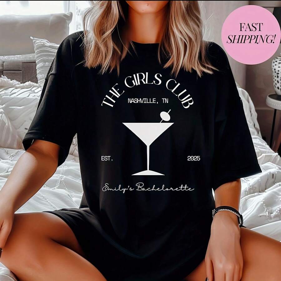 Camisa De Despedida De Soltera A Juego, Regalo De Despedida De Soltera Personalizado, Camisa De Fin De Semana De Boda, Camisa De Vie De Chicas Personaliz, Camisa De Club De Chicas, Camia De Novia - Black - View 1
