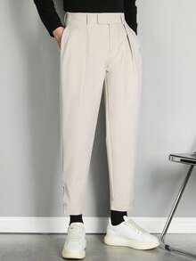 Pantalones harem de longitud hasta el tobillo con cierre de gancho y bucle para hombre, pantalones de chándal casuales de color liso para botas - Caqui - Ver 5