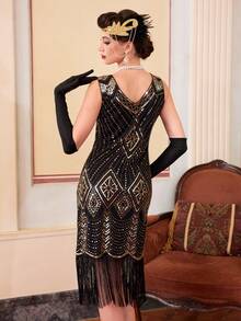 1920s Flapper Dresses, Roaring 20s For Women, Great Gatsby Dresses Fringed Sequin Costume For Party