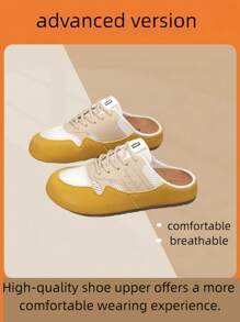 Breathable Mesh Slip-On Slippers For Women, Casual Mule Backless Loafers Flat Anti-Skid Comfy Summer 2025 , Fashion Lightweight Clogs Design For Female Students