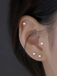 1PC Stainless Steel Tiny Stud Earrings Heart Star Moon Cross Butterfly Snake Mini Earrings Helix Cartilage Tragus Lobe Standard Conch Flat Ear Piercing Jewelry