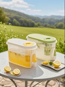 Beverage Dispenser With Fruit Infuser - Design Suitable For Refrigerator / 100% Leakproof / Material, Beverage Dispenser With Tap, Suitable For Party, Wedding And Home, Outdoor Picnic Water Tank, Barbecue Tableware. Suitable For Frozen Juice, Tea And Beverage, Party Beverage Container | Beverage Machine For Refrigerator