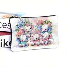 1 Set DIY Diamond Painting Kit For Mini Fashion Coin Purse, Cute Elephant/Butterfly/Cat/Peacock Designs, Women's Short Zipper Wallet With Keychain, Card Holder. Features Irregularly Shaped Crystal Mosaic Art For Daily Travel Carry-On Pouch.