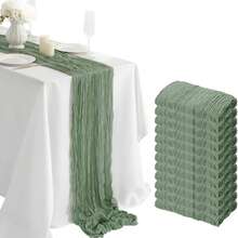 12 件装浅粉色婚礼派对装饰中心桌布 Chemin Table Rose 10 英尺纱布桌布波西米亚风薄纱桌布长款纱布桌布，适用于婚礼派对、新娘送礼会、感恩节和圣诞节