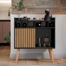 Sideboard Buffet Wine Cellar Florence 1 Door Retro Feet - màu nâu - Xem 5