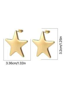 1 paire de boucles d'oreilles à tige en acier inoxydable à la mode pour femmes, forme d'étoile et géométrique, boucles d'oreilles minimalistes
