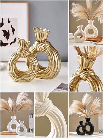 1 st modern minimalistisk rund cirkel knutformad hartsvas, heminredningsvas för blommor och växtodling, lämplig för hushåll, hotell, restaurang, halldekoration, alla årstider