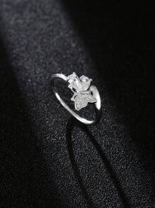 1pc Fashionable Cubic Zirconia S925 Sterling Silver Ethereal Wing Series Romantic Butterfly Women's Open Ring, Mother's Day Gift