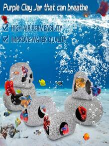 Aquarium Hidden Rock Caves, Betta Fish Tank Accessories Hiding Place Decorations, Betta Fish Toy Tunnel Fish Holes, Ceramic And Glass Container Accessories, Suitable For: Breeding, Playing And Resting Of Aquatic Pets