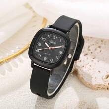 1 pieza Reloj de pulsera de cuarzo con correa de silicona colorida, de moda y sencilla, para mujer/estudiante