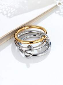 1 Stück 18K vergoldeter Edelstahl Multi-Layer Glücksring für Frauen