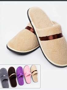 1pair Disposable Coral Fleece Slippers, Comfy Closed Toe Warm Flat Shoes For Women, Suitable For Home Guest Spa Hotel,Spa Slippers, Non Slip Disposable Hotel Slippers,Multi Color Reusable House Slippers, Indoor, Bathroom, Bedroom, Travel Slippers For Women, Men, Unisex(Random Color And Style) Back To School
