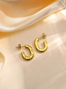 1 paire de boucles d'oreilles à tige en acier inoxydable à la mode pour femmes, forme d'étoile et géométrique, boucles d'oreilles minimalistes