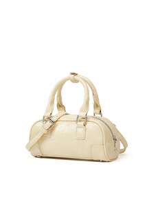 Women Retro Waxed Leather Bowling Bag, Adjustable Zipper Closure Design, Suitable For Outing, Dating, Commuting/Work And Daily Use - Yellow - View 3