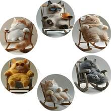 6pcs Creative Wooden Coasters With Slouchy Cat Design - Heat Resistant & Non-Slip, Suitable For Coffee & Drinks - Perfect For Holiday Decor, Theme Parties And Gifts - Multicolor - View 3