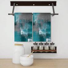 2/4pcs Set Teal & Gray Watercolor Print Kitchen Towels - Super Absorbent Double-Sided Plush, Dish Cloths For Cooking, Baking & Cleaning - Great Home Decor Choice 15.75inch*23.62inch/40cm*60cm