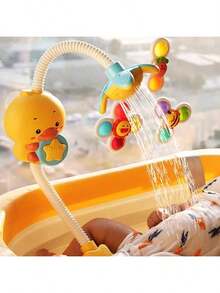 1pc Baby Bathing Shower Spray Toy Electric Cartoon Duck Sprinkler With Suction Cup, Summer Bathing Entertainment, Bathroom Toy - Yellow - View 4