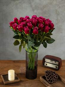 4/1pc Artificial Flower Red/White Single Rose Bud Flower Arrangement Bouquet Artificial Real Touch Silk Flower For Home Spring Summer Arrangement Bouquet, Table Centerpiece, Kissing Ball, Corsage, DIY Bouquet, Wedding Arrangement, Bridal Bouquet, Bridal Shower, Wreath Valentine's Day Decoration