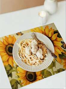 2/4/6pcs, Dining Table Placemats (Linen), Sunflower Bee, Heat Resistant Non-Slip Table Mats, Indoor Outdoor Table Placemat For Holiday Banquet Kitchen Decor, Suitable For Holiday Parties, Coffee Tables, Restaurants And Home Decor, 18x12inche - Multicolor - View 4