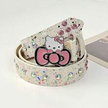 Sanrio Sanrio 1pc Cute KT Cat Sweet Cool Hot Girl Y2k Head Belt Cartoon Subculture Dot Diamond Belt Girl Cowboy Accessory Belt (Style Randomly Sent)