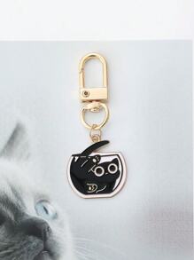 1 Stück Süßer Schlüsselanhänger aus Zinklegierung mit Katzen-Design, niedliches ausgelassenes Kätzchen Anhänger Accessoire für alle Jahreszeiten
