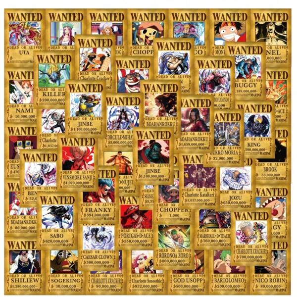 ONE PIECE 110PCS Anime One Piece Wanted Posters Stickers Graffiti Water-Poof Decals DIY Phone Suitcase Skateboard Motorcycle Decoration Sticker Kids Toy ﻿Gifts School Supplies, Back To School