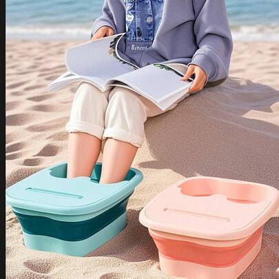 1 Piece Foldable Massage Foot Soaking Bucket. It Is A Household Foot Bath Basin Made Of Plastic, Designed For Health Preservation. It Comes With A Lid For Heat Preservation And Has A Massage Function. This Foot Soaking Bucket Is Suitable For Adults.