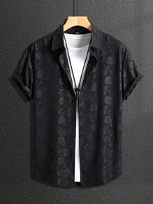 Men's Summer Tropical Plant Printed Casual Short Sleeve Shirt