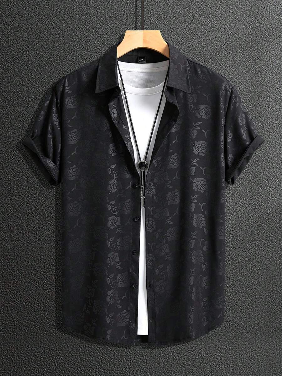 Men's Summer Tropical Plant Printed Casual Short Sleeve Shirt