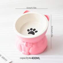 1 Set Of Detachable 15 Degree Tilted Water Bowl And Food Ceramic Bowl, Ceramic Cat Food Bowl, Elevated Cat Food Bowl, Adjustable Cat Food Bowl, High Edge Cat Bowl, Pet Cutlery, Cute Cartoon Design, Dual-Use Design, Stable Base, Not Easy To Flip Over, Easy To Clean, Detachable And Washable, Suitable For Indoor Cats, Small Dogs And Small Pets To Drink And Eat Pet Feeding Bowls, Protecting Your Pet's Spine And Preventing Backflow. - Blue - View 12