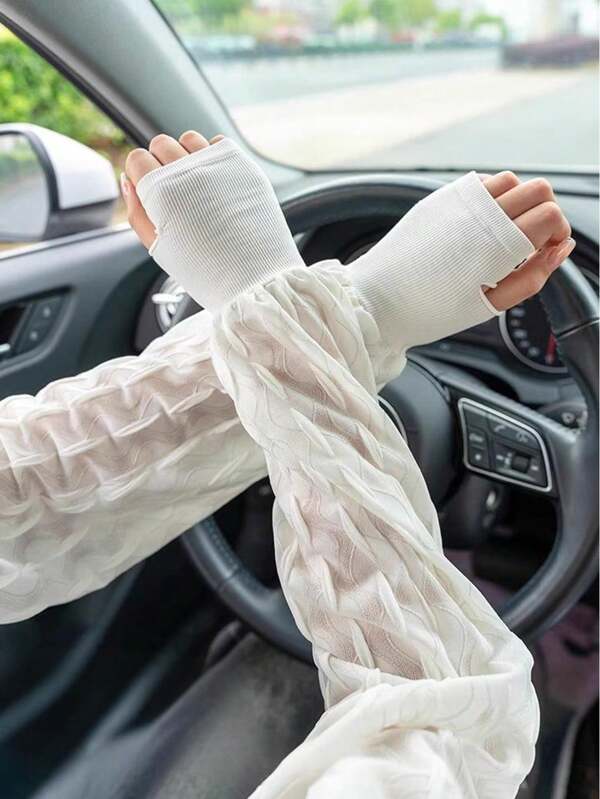 1 Pair Women's Loose Style Sun Protection Arm Sleeves, Summer Outdoor Cycling Riding Arm Cover