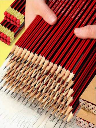50 piezas/30 piezas/20 piezas/10 piezas/5 piezas Lápices de dibujo clásicos rojos y negros, premios para estudiantes, artículos de papelería de aprendizaje con borradores, lápices HB escolares, suministros de oficina, suministros de aprendizaje, regalos de vuelta a clases, papelería escolar y de oficina, papelería para estudiantes