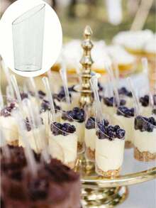 0 piezas/20 piezas/30 piezas/40 piezas Taza de mousse con ángulo redondo, taza de pudín transparente, suministros para fiestas, bodas y servicio de catering, recipiente para alimentos, mini taza para postre y aperitivo, apta para fiestas, bodas, catering, helado, frutas, leche y pudín, artículos de cocina